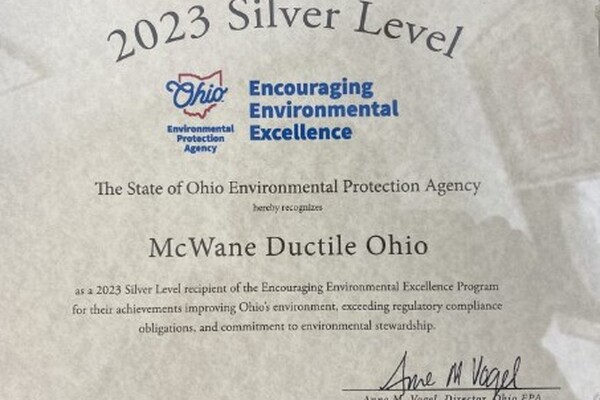 McWane Ductile earns Ohio EPA Environmental Excellence Award